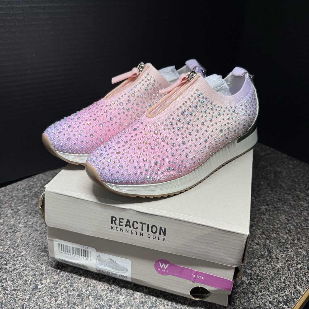 Kenneth Cole Reaction‎ Cameron Zip Jewel Jogger Sneaker 7.5 Wide Slip-On Sparkly
